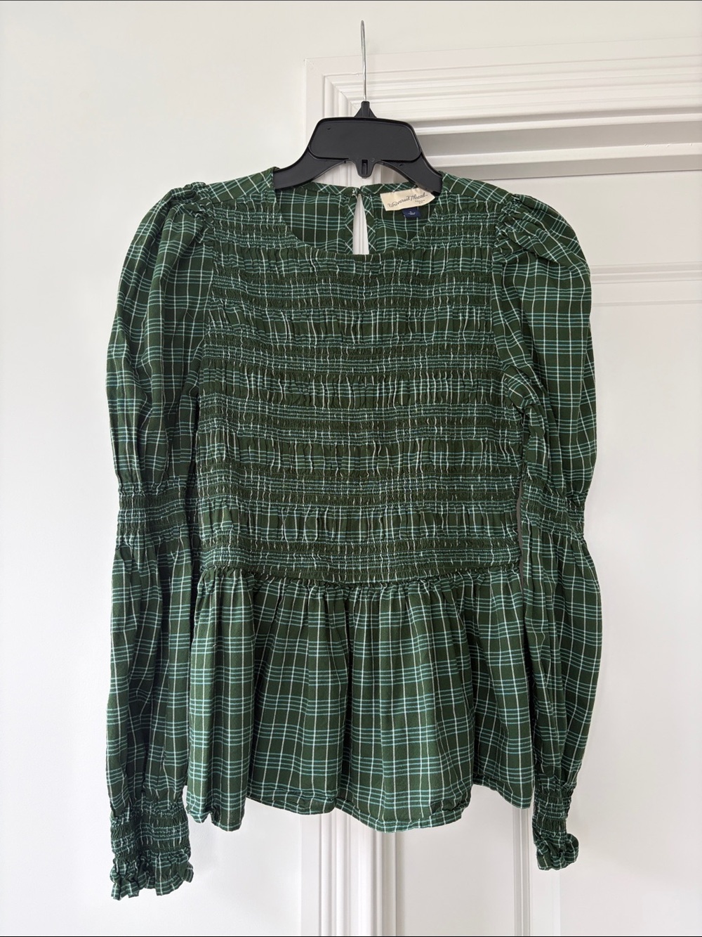 Universal Thread Green Plaid Smocked Top